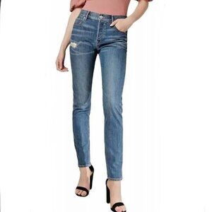 Express High Rise‎ Vintage Skinny Ankle Button Fly Blue Jeans Sz 10